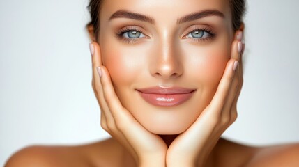Fototapeta premium Beautiful Woman Skincare Beauty Portrait Healthy Skin Closeup Face