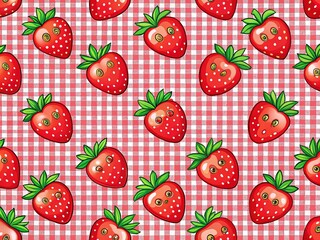 Delightful strawberry checkerboard, a cute and fruity texture.
