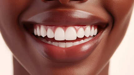 Naklejka premium Bright smile close-up in studio setting for dental health promotions