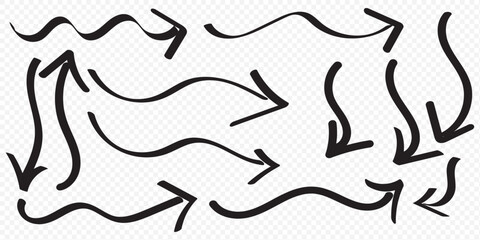 Hand drawn vector arrows doodle set on white background. design element vector illustration. eps 10.
