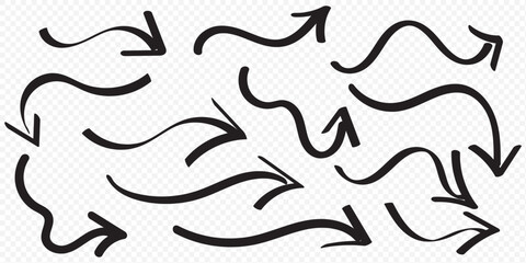 Hand drawn vector arrows doodle set on white background. design element vector illustration. eps 10.