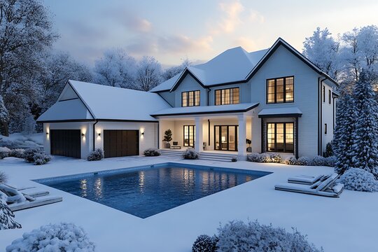 Outdoor Christmas landscape in the snow.
