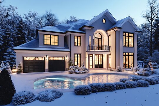 Outdoor Christmas landscape in the snow.
