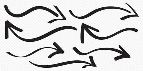 Hand drawn vector arrows doodle set on white background. design element vector illustration. eps 10.