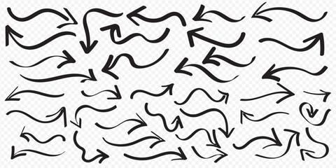 Hand drawn vector arrows doodle set on white background. design element vector illustration. eps 10.