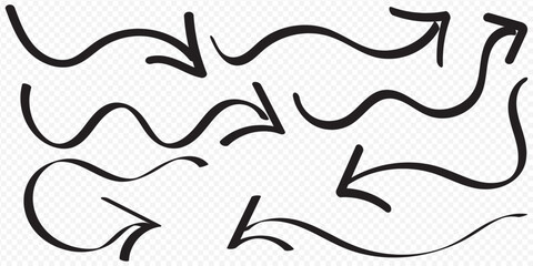 Hand drawn vector arrows doodle set on white background. design element vector illustration. eps 10.