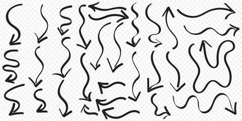 Hand drawn vector arrows doodle set on white background. design element vector illustration. eps 10.