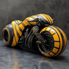 Futuristic Yellow Black Custom Motorcycle Design