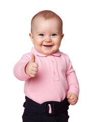 Cute little baby giving a thumbs up