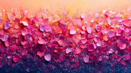A vibrant gradient of pink flower petals creating a colorful and textured abstract artwork, blending hues from soft pink to deep violet.