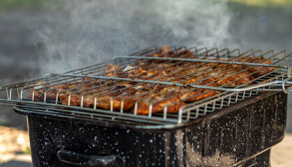 Top view of Mexican style chicken barbecue.