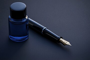 Elegant Fountain Pen and Inkwell: A Classic Writing Tool
