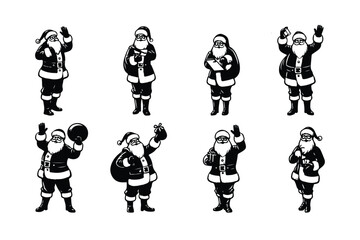 Christmas Santa claus wiht gift silhouette vector illustration isolated on a white background