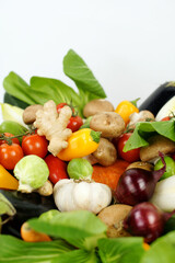Mixed Fresh Vegetables on White Background