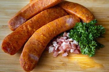 wurst, fleisch, schweinefleisch, geraucht, frisch, abendessen, dick, feinschmecker, köstlich, brotzeit, kochen, barbecue