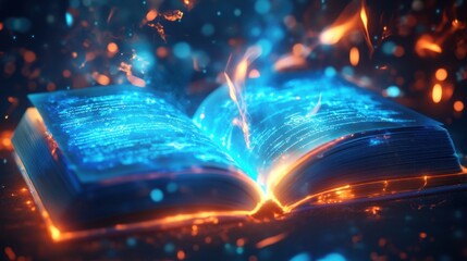 Glowing Book with Sparkling Energy Effects