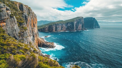 Fototapeta premium Rugged Cliffs and Serene Ocean