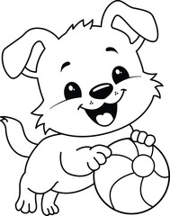 Little dog coloring book illustration