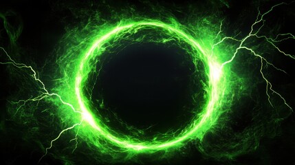 Vibrant Green Energy Portal with Lightning Effects