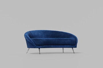 blue sofa isolate on a gray background