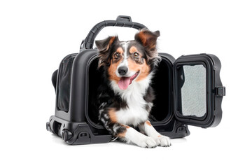 dog in his carrier bag