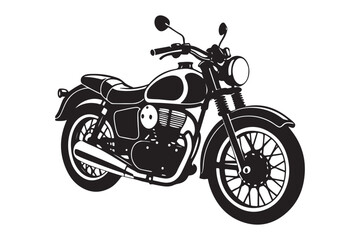 Obraz premium Royal Enfield motorbike Silhouette vector illustration, Motorbike Silhouette vector