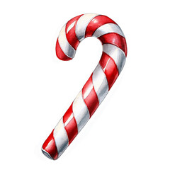 Fototapeta premium Watercolor red and white Christmas candy cane isolated on white background