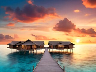 Obraz premium sunset at the beach,Ai generated 