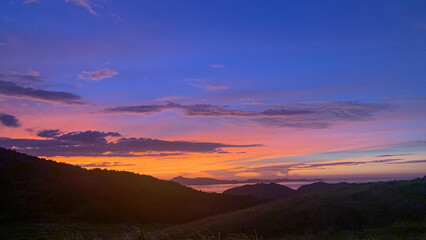 夕焼けに染まる川内峠ドライブ