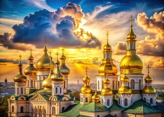 Obraz premium Golden City Spires Macro Photography