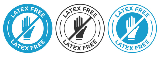 latex free icon badge. Non Latex material product gloves seal emblem. For information sign