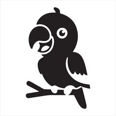 An illustration of a parrot's silhouette on a branch