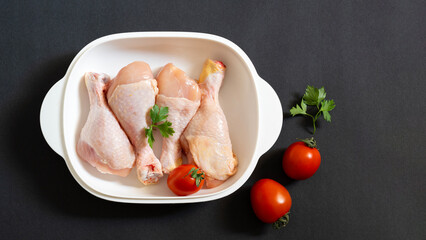 Raw chicken legs, meat for cooking
