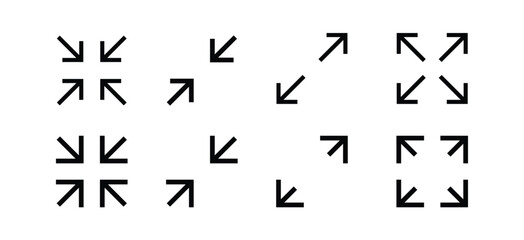 Fullscreen vector Icon with Arrows. Expand Maximize and minimize signs for Screen