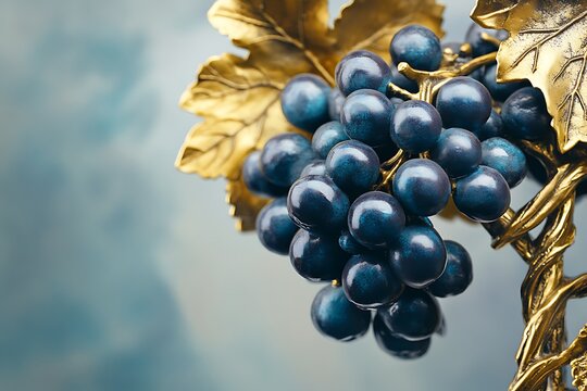 Vineyards at sunset in autumn harvest. Ripe grapes in fall
