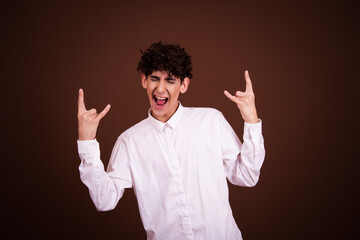Fototapeta premium Young attractive student posing in studio.