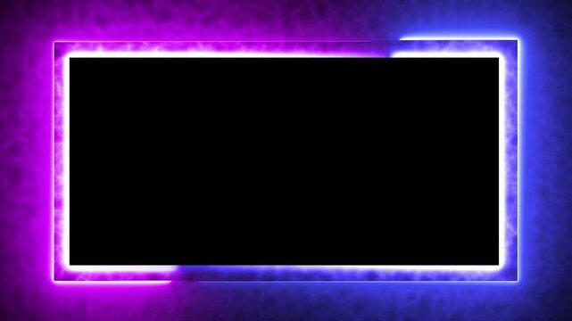 neon border frame, violet blue glowing border, rectangle, square, frame, black screen frame, border black screen, glowing frame, glowing border