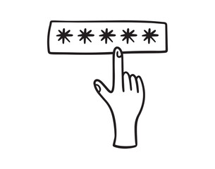 Fototapeta premium Password with hand doodle isolates sign. Hand Drawn outline doodle Security, user authorization, safety access concept.