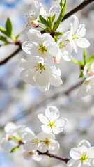 delicate white blossoms on a branch