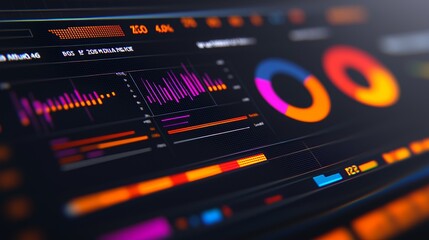 Obraz premium A close-up shot of a computer screen displaying charts and graphs.