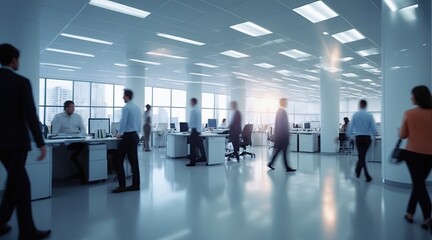 Abstract motion blurred people activity working in the office background, Business concept.