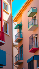 colorful building with multiple balconies