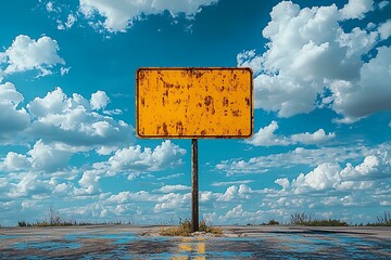 old Secure railroad crossing sign is on sky background.
