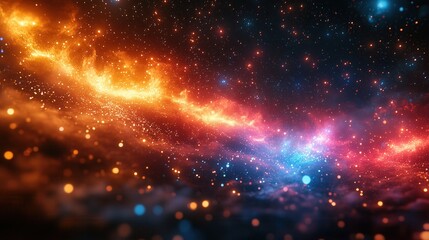 Fototapeta premium A vibrant cosmic scene featuring a colorful galaxy with clouds of dust and gas