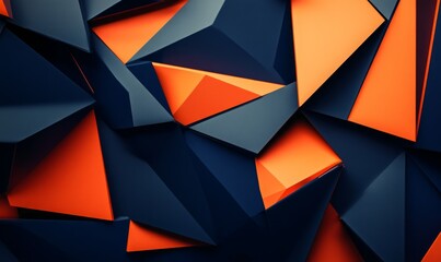 dynamic geometric shapes in contrasting navy and orange abstract futuristic background