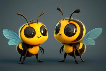 Naklejka premium 3d rendered illustration of Bee funny cartoon character 