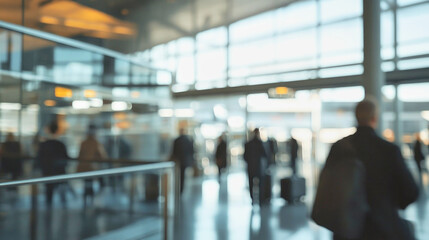 Busy departure gate with travelers and staff at a modern airport during peak travel hours