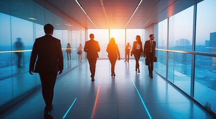 Abstract motion blurred people activity working in the office background, Business concept.