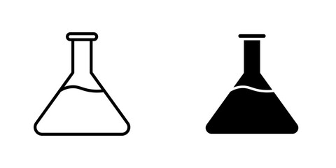 Beaker icon. filled and line stroke icons