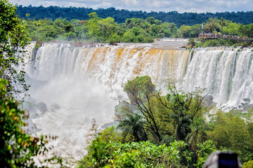 View of the main waterfalls of Iguazu Falls, Misiones, Argentina